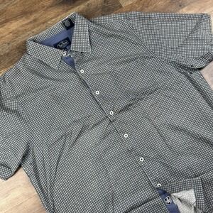 Nat Nast Luxury Originals Silk Blends Gray‎ Diamond Short Sleeve Button-Up